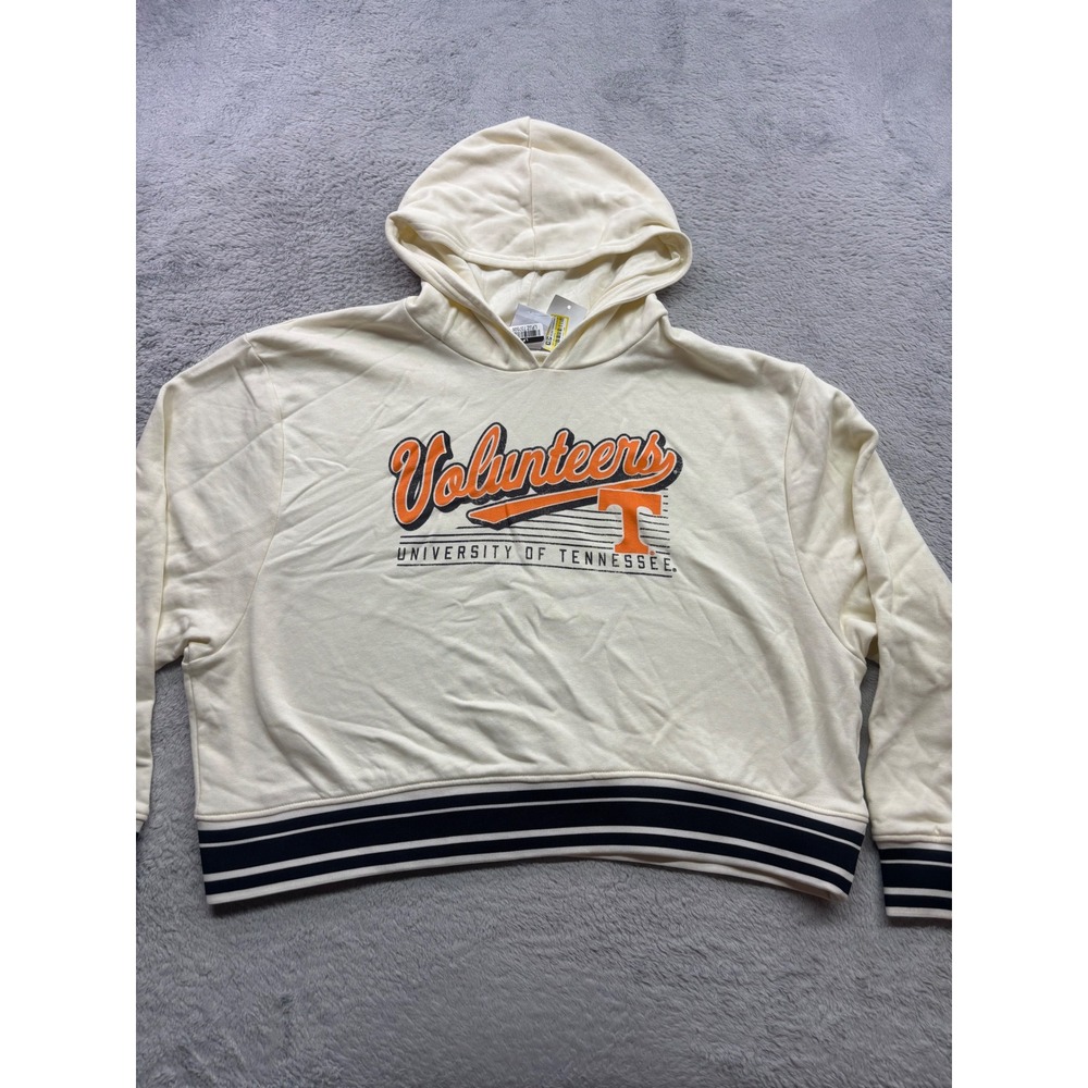 Champion University of Tennessee Volunteers Cropped Hoodie Cream XL NWT